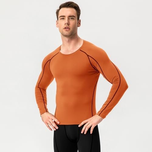 Men's Compression Shirts Long Sleeve Workout Running Tops Cool Dry Sports Gym T-Shirt Football Baselayer Undershirt