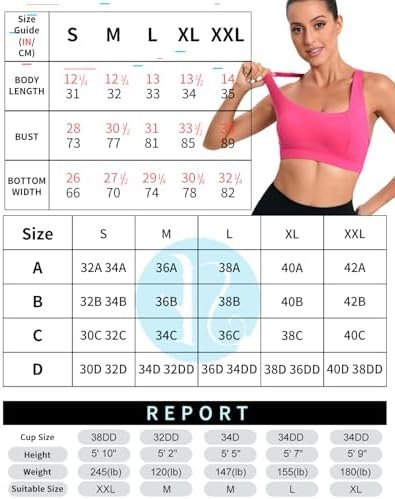 Sports Bras for Women High Support,Moulded Cup Racerback High Impact Workout Crop Tops for Women Large Bust