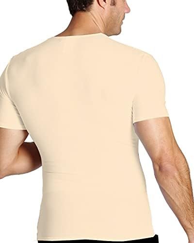 Compression Crew-Neck Shapewear Undershirt for Men. Tummy Control Slimming Body-Shaper & Back Support