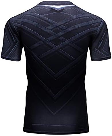 Men's Compression Shirt Short Sleeve Printing Cool Dry T-Shirt Running Sports Baselayer Tee