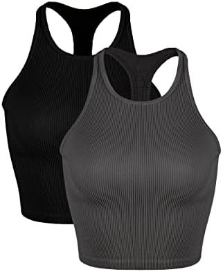 Women's Crop 3-Pack Washed Seamless Rib-Knit Camisole Crop Tank Tops