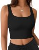 Crop Tank Tops for Women, Seamless Workout Tank Tops Woman, U Neck Ribbed Sleeveless Exercise Gym Yoga Crop Tops