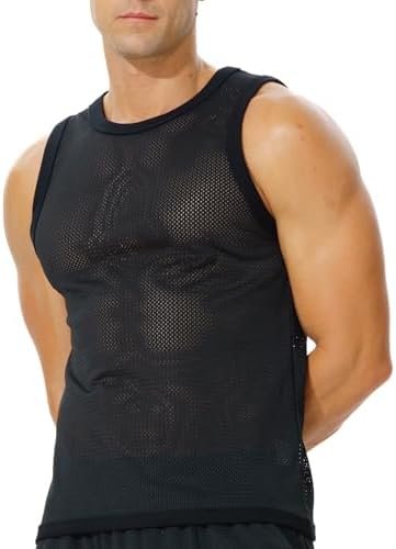 Men's Mesh Workout Tank Top Fitted Sleeveless Shirt for Casual Gym Muscle Training