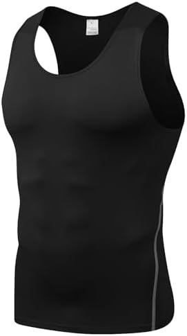 Men's Athletic Compression Shirts Sleeveless Tank Top Workout Base Layer Sports Running Basketball Undershirts