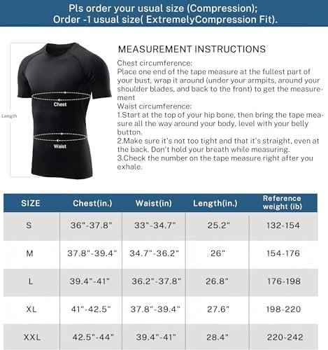 Men's Compression Shirts Short Sleeve Gym Tshirts Running Tops Cool Dry Sports Base Layer Athletic Undershirts