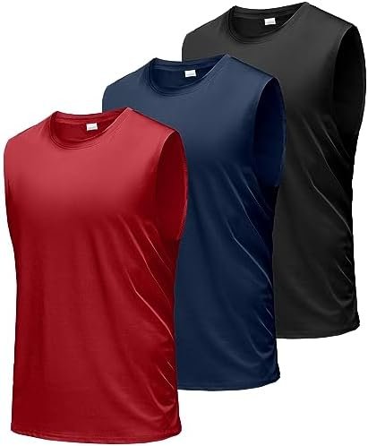 Men's 3 Pack Workout Tank Tops Gym Athletic Muscle Tee Bodybuilding Fitness Sleeveless T-Shirts