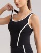 Women's Workout Crop Tank Tops Fishbone Yoga Shirts Sleeveless Padded Casual Summer Mild Support Athletic Top