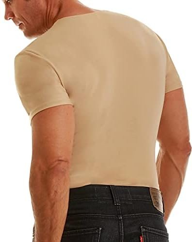 Compression Crew-Neck Shapewear Undershirt for Men. Tummy Control Slimming Body-Shaper & Back Support