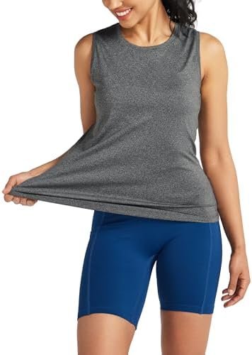 Women's Workout Tank Tops Sleeveless Running Yoga Tops Quick Dry Active Shirts Gym Exercise Loose Fit