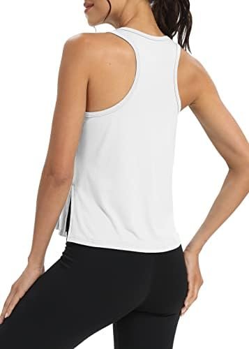 Women Split Side Athletic Workout Tank Tops Racerback Athletic Yoga Tops for Women