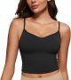 Womens Sweetheart Longline Sports Bra - Adjustable Thin Strap Workout Tank Tops Yoga Padded Camisole