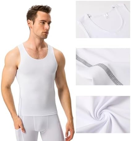 Men's Athletic Compression Shirts Sleeveless Tank Top Workout Base Layer Sports Running Basketball Undershirts