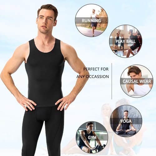 Men's Athletic Compression Shirts Sleeveless Tank Top Workout Base Layer Sports Running Basketball Undershirts