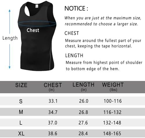 Men's Athletic Compression Shirts Sleeveless Tank Top Workout Base Layer Sports Running Basketball Undershirts