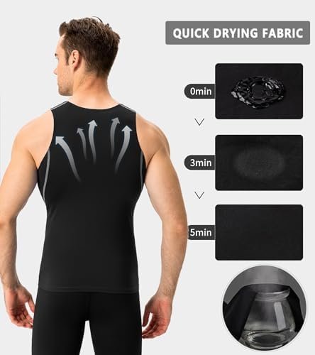 Men's Athletic Compression Shirts Sleeveless Tank Top Workout Base Layer Sports Running Basketball Undershirts