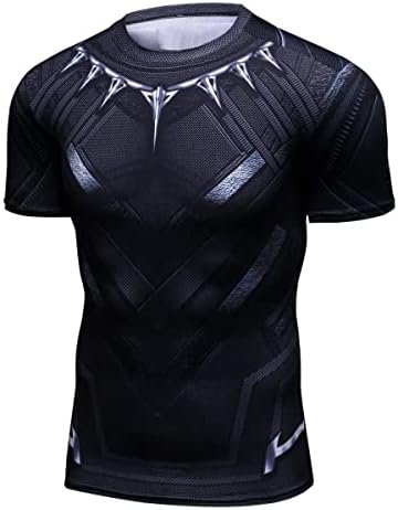 Men's Compression Shirt Short Sleeve Printing Cool Dry T-Shirt Running Sports Baselayer Tee