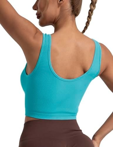 Women's Ribbed Crop Tank Yoga Cropped Top for Workout