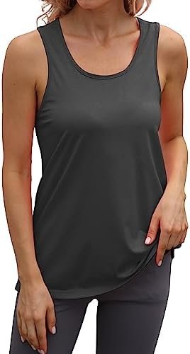 Workout Long Tank Tops for Women Plus Size Loose Fit Athletic Exercise Gym Muscle Sleeveless Shirts Tops