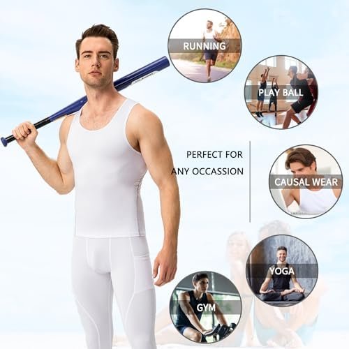 Men's Athletic Compression Shirts Sleeveless Tank Top Workout Base Layer Sports Running Basketball Undershirts