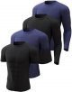 4 Pack Compression Shirt Men Long/Short Sleeve Dri Fit Cooling Athletic Rash Guard T-Shirt for Sports