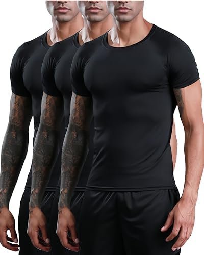 Men's Compression Shirts Short Sleeve Gym Tshirts Running Tops Cool Dry Sports Base Layer Athletic Undershirts