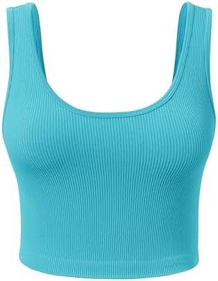 Women's Ribbed Crop Tank Yoga Cropped Top for Workout