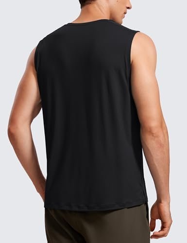 Men's Workout Sleeveless Shirt Quick Dry Stretchy Swim Shirts Athletic Gym Running Beach Tank Top