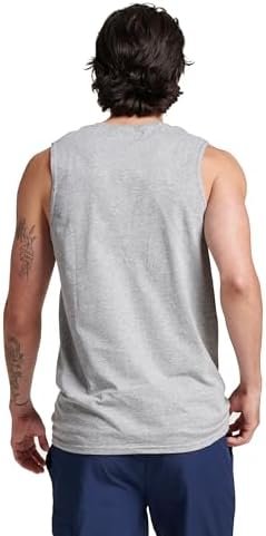 Athletic Men's Cotton Performance Sleeveless Muscle T-Shirt,Oxford,Large