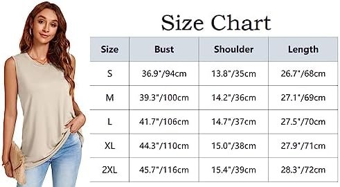 Womens Tank Tops Summer Casual Crew Neck Sleeveless Top Loose Fit Basic Tunic Shirts