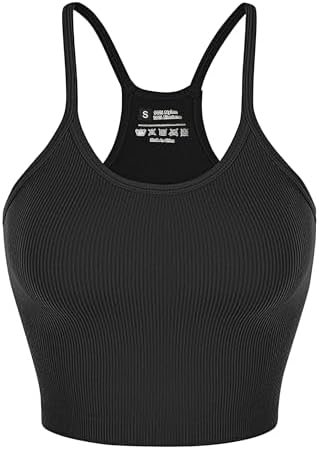 Sports Bras for Women, Ribbed Seamless Workout Tank Tops Woman Y Back, Camisole Crop Top Running Tank Top Yoga Gym Bra