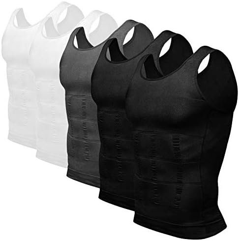 Mens 5 Pack Body Shaper Slimming Tummy Vest Thermal Compression Shirt Tank Top Shapewear