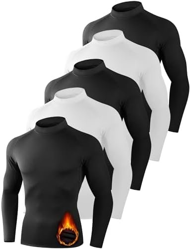 4/5 Pack Thermal Compression Shirts for Men Mock Turtleneck Long Sleeve Running Undershirt Base Layer Tops for Winter