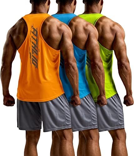 Men's Dry Fit Muscle Workout Tank Tops, Y-Back Bodybuilding Gym Shirts, Athletic Fitness Tank Top