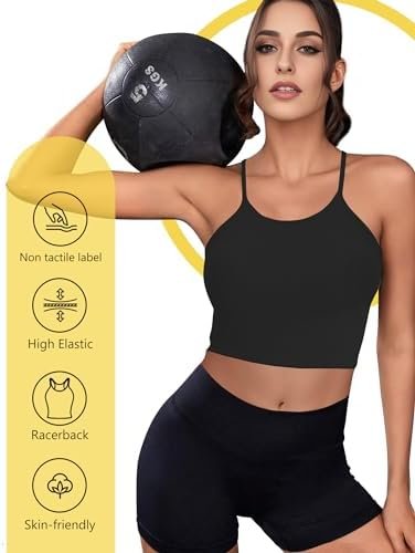 Sports Bras for Women, Ribbed Seamless Workout Tank Tops Woman Y Back, Camisole Crop Top Running Tank Top Yoga Gym Bra